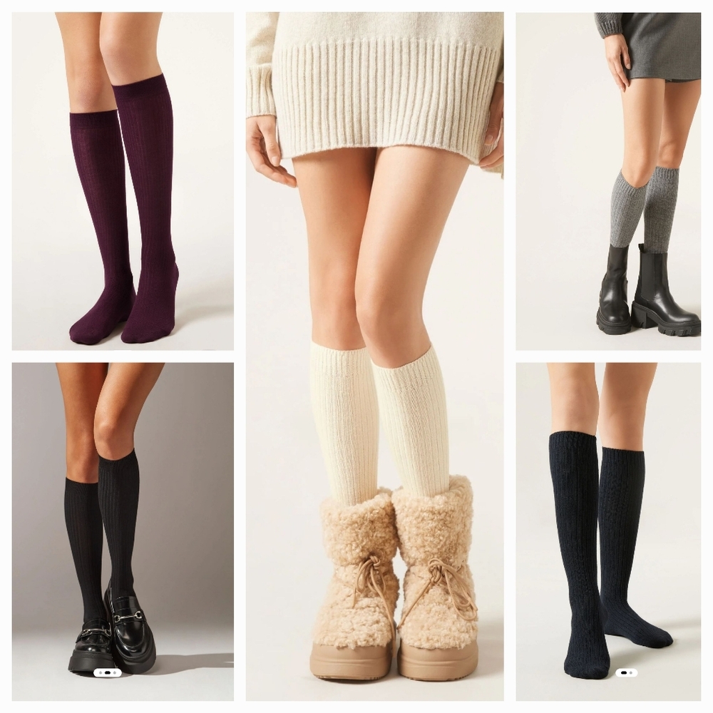 ONE PAIR- Calzedonia Long  Winter Knee Boot Socks CASHMERE &WOOL BLEND